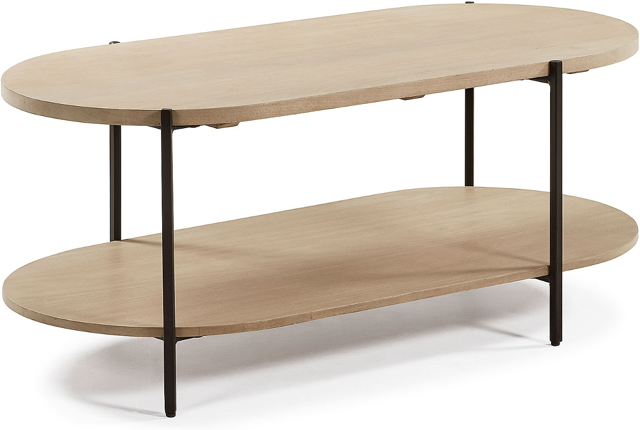 Kaffebord Kave Home Palmia Massivt Mangotræ Og Jern 110x55x45 Cm Natur Sort