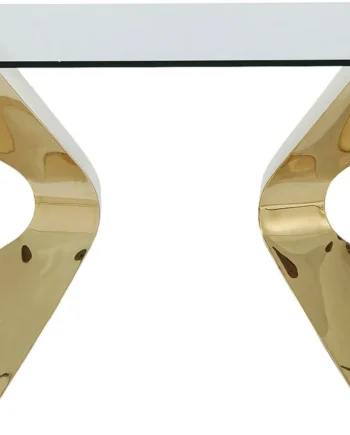 Kare Design Gloria Spisebord  Rektangulær Klar Glas Og Guld Stål  200x100