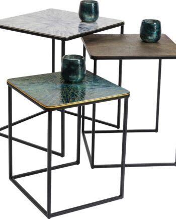 Kare Design Ray Indskudsbord Hvid Brun Grøn Aluminium Og Stål   Sæt