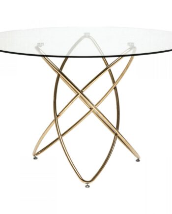 Kare Design Rund Molekular Gold Spisebord Klar Glas Og Guld Stål  ø120