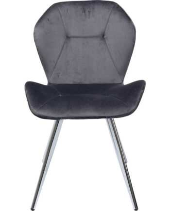 Kare Design Viva Grey Chrome Spisebordsstol Antracitgrå Velour Og Stål
