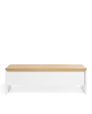Kave Home Abilen Sofabord     Bordplade  Der Kan Hæves Natur Egetræsfinér Og Hvid Mdf  110x60