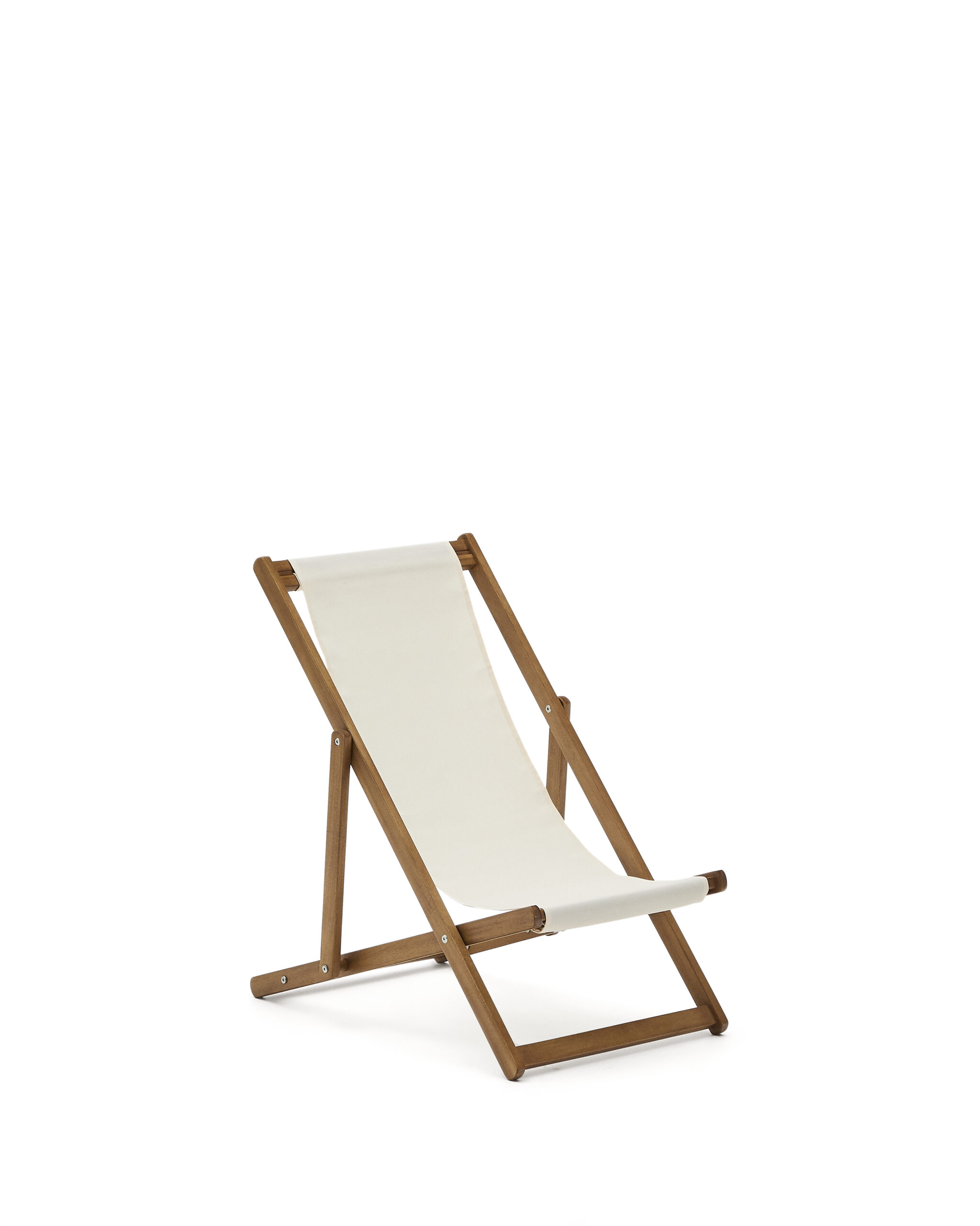 Kave Home Adredna Liggestol Til Børn Foldbar Beige Polyester Og Akacietræ