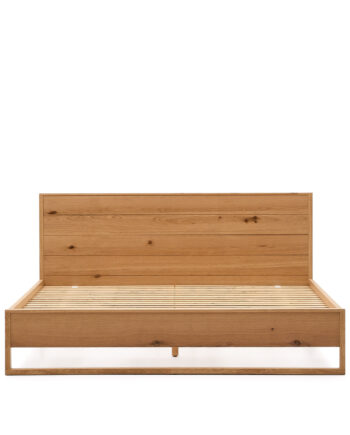 Kave Home Alguema Sengeramme     Sengegavl Og Lamelbund Natur Egefiner  180x200