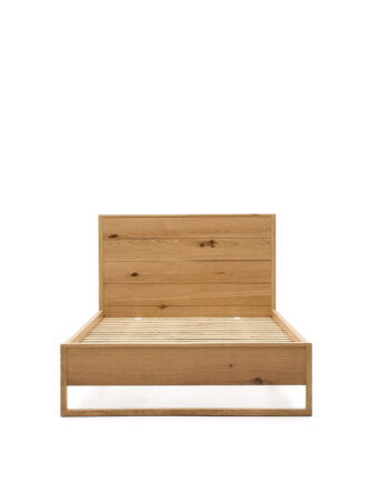 Kave Home Alguema Sengeramme     Sengegavl Og Lamelbund Natur Egefiner  90x190