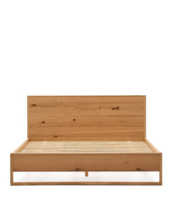 Kave Home Alguema Sengeramme     Sengegavl Og Lamelbund Natur Egefiner  160x200