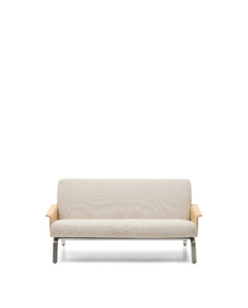 Kave Home Amsen   Pers  Sofa Beige Chenille  Egetræskrydsfiner  Børstet Rustfrit Stål  150cm