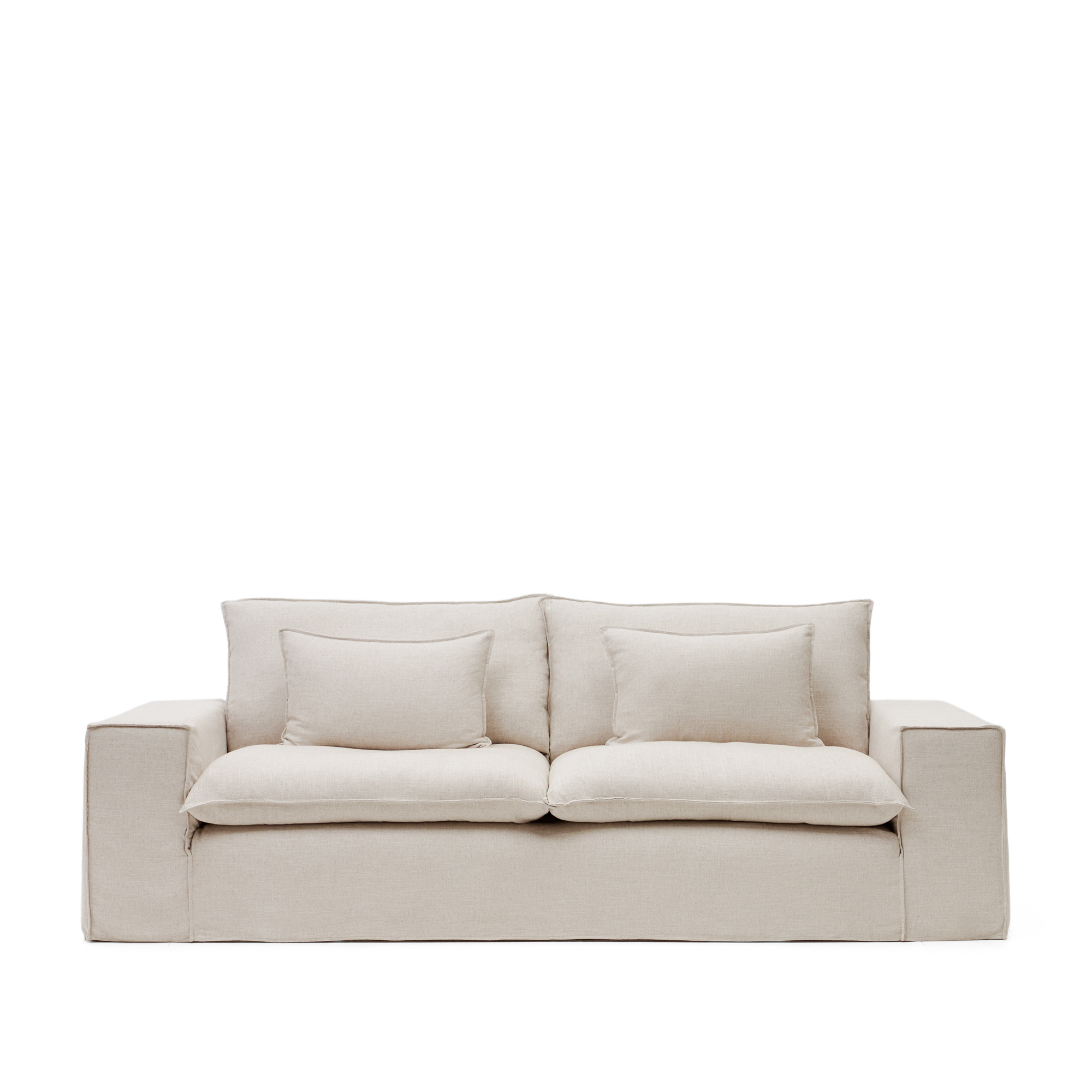 Kave Home Anarela   Pers  Sofa     Aftageligt Betræk Beige Hørhynder  280cm