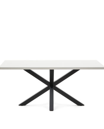 Kave Home Argo Spisebord  Rektangulær Hvid Melamin Og Sort Stål  180x100