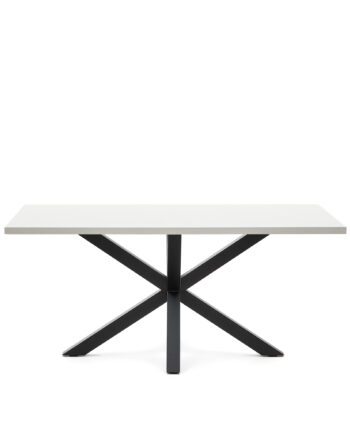 Kave Home Argo Spisebord  Rektangulær Hvid Melamin Og Sort Stål  160x100