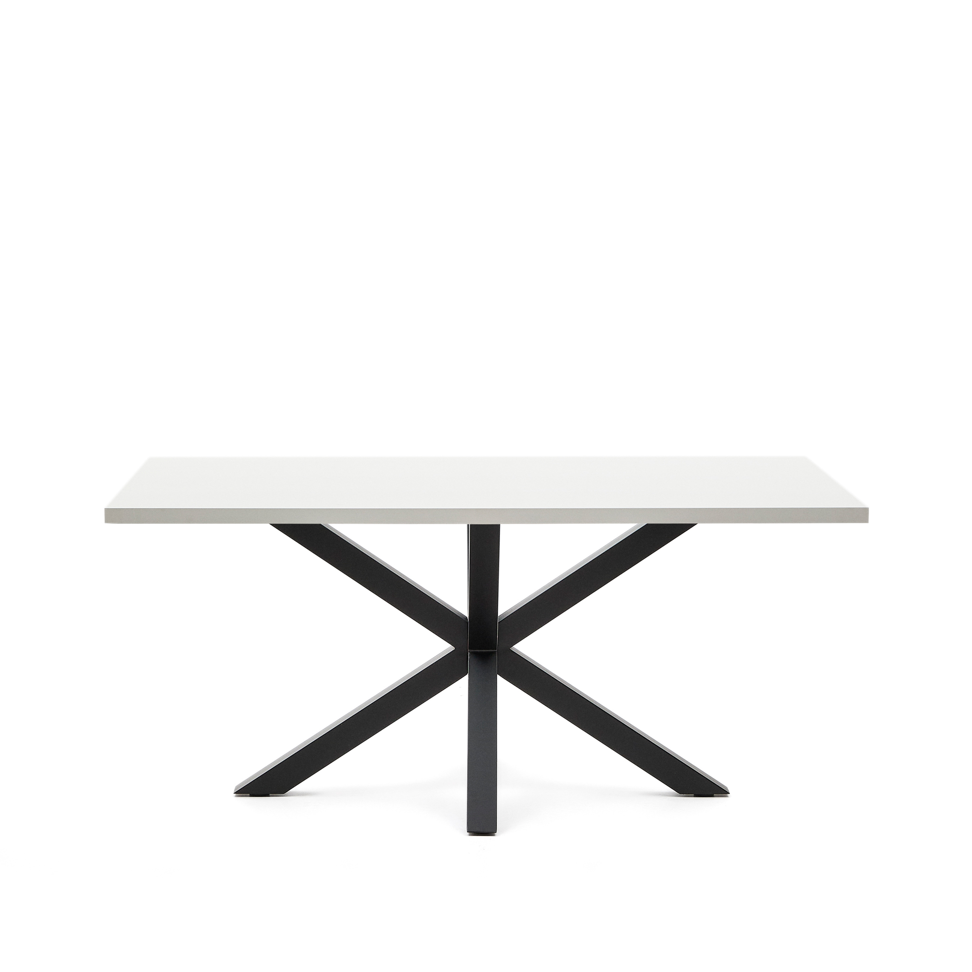 Kave Home Argo Spisebord Rektangulær Hvid Melamin Og Sort Stål 160x100