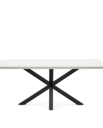 Kave Home Argo Spisebord  Rektangulær Hvid Melamin Og Sort Stål  200x100