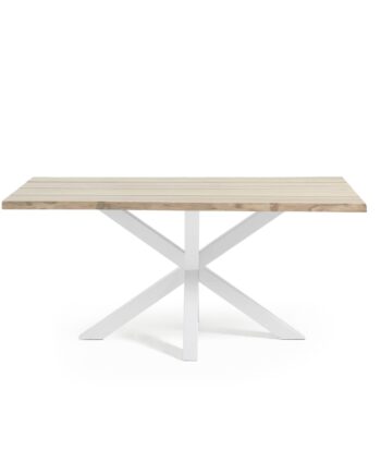 Kave Home Argo Spisebord  Rektangulær Hvidkalket Egefinér Og Hvid Stål  160x90