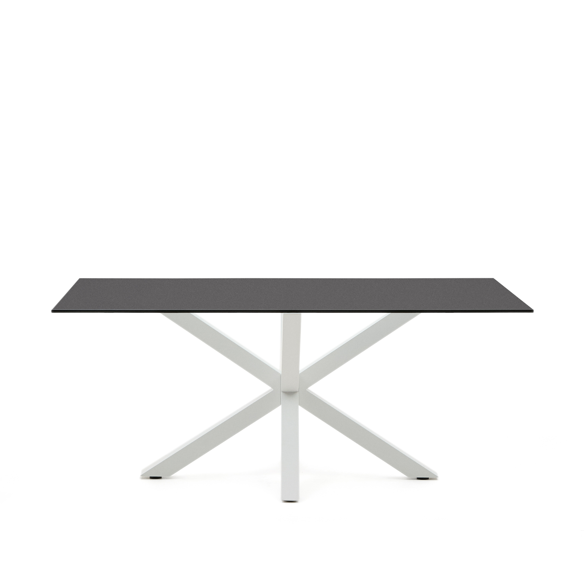 Kave Home Argo Spisebord Rektangulær Matteret Sort Glas Og Hvid Stål 180x100