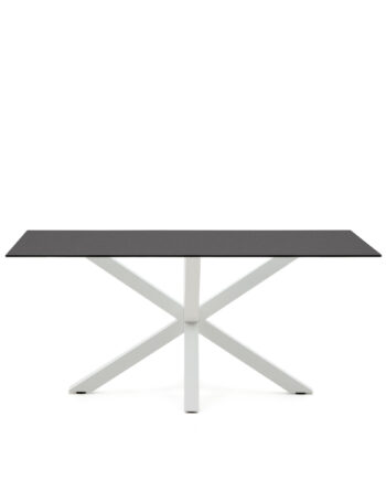 Kave Home Argo Spisebord  Rektangulær Matteret Sort Glas Og Hvid Stål  160x90