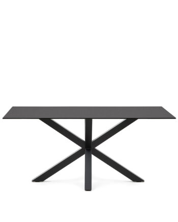 Kave Home Argo Spisebord  Rektangulær Matteret Sort Glas Og Sort Stål  160x90