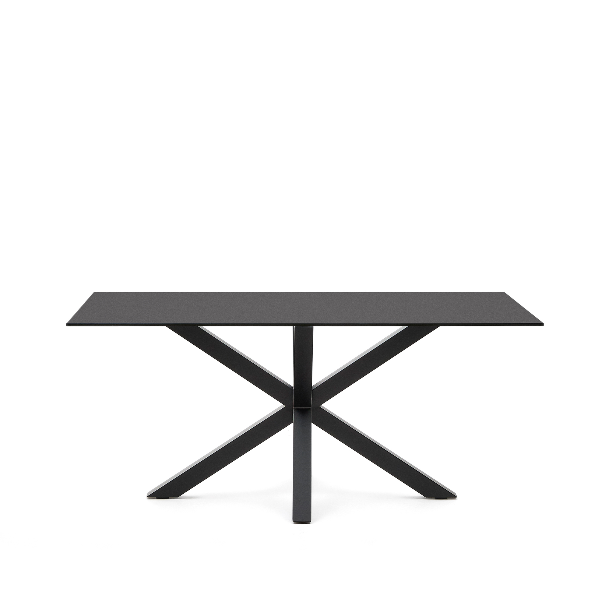 Kave Home Argo Spisebord Rektangulær Matteret Sort Glas Og Sort Stål 160x90