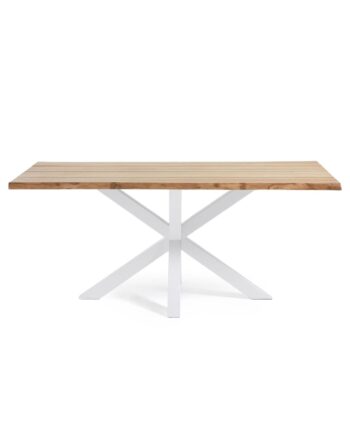 Kave Home Argo Spisebord  Rektangulær Natur Egefinér Og Hvid Stål  160x90