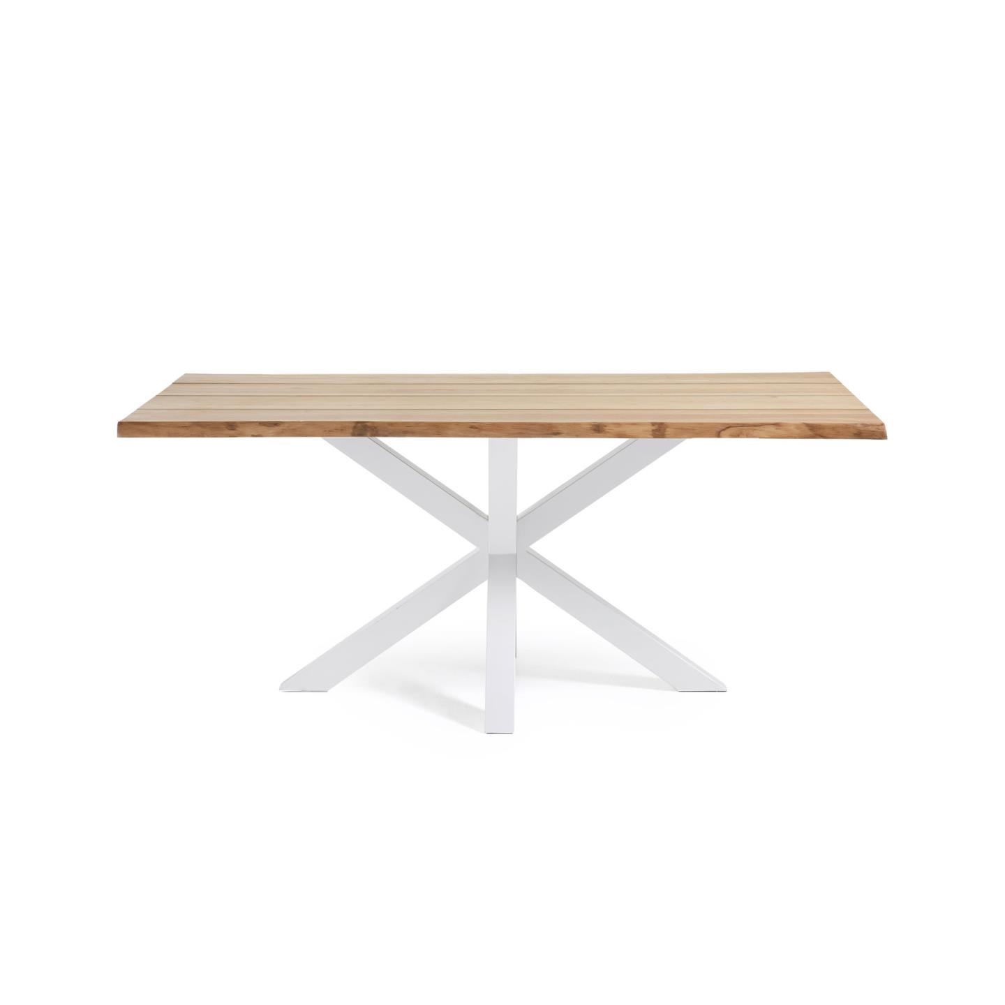 Kave Home Argo Spisebord Rektangulær Natur Egefinér Og Hvid Stål 160x90