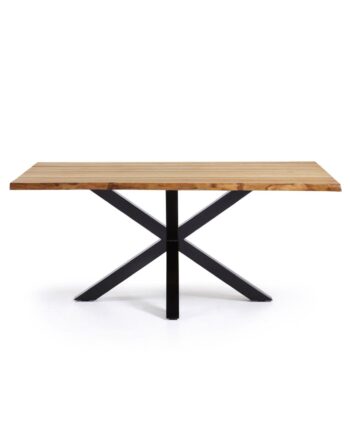 Kave Home Argo Spisebord  Rektangulær Natur Egefinér Og Sort Stål  160x90