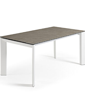 Kave Home Axis Spisebord     Butterflybordplade Volcano Ash Porcelæn Og Hvid Stål  140 200