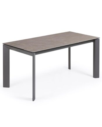Kave Home Axis Spisebord     Butterflybordplade Vulcano Ceniza Porcelæn Antracitgrå Stål  160 220