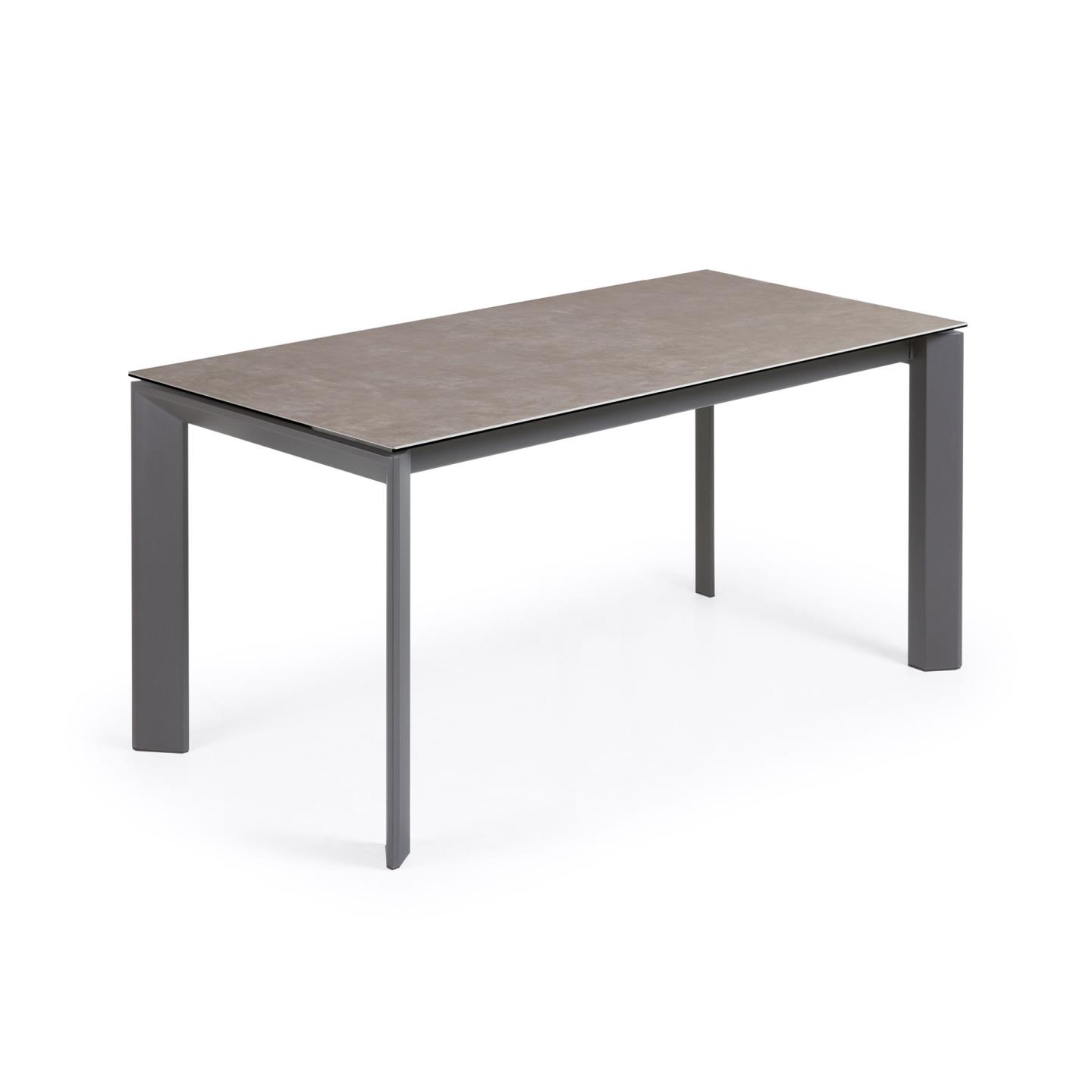 Kave Home Axis Spisebord Butterflybordplade Vulcano Ceniza Porcelæn Antracitgrå Stål 160 220