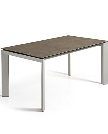 Kave Home Axis Spisebord     Butterflybordplade Vulcano Ceniza Porcelæn Og Grå Stål  160 220