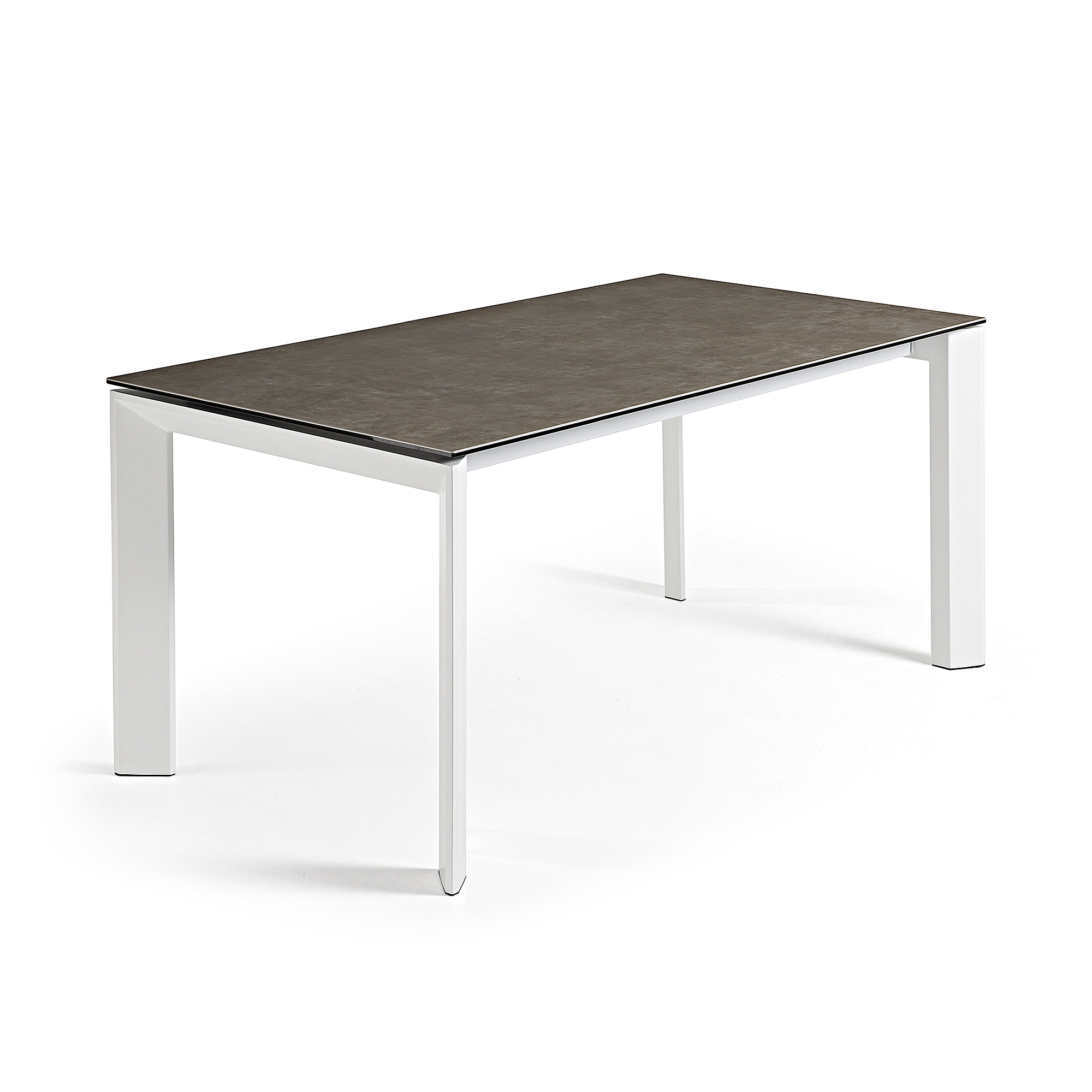 Kave Home Axis Spisebord Butterflybordplade Vulcano Ceniza Porcelæn Og Hvid Stål 160 220