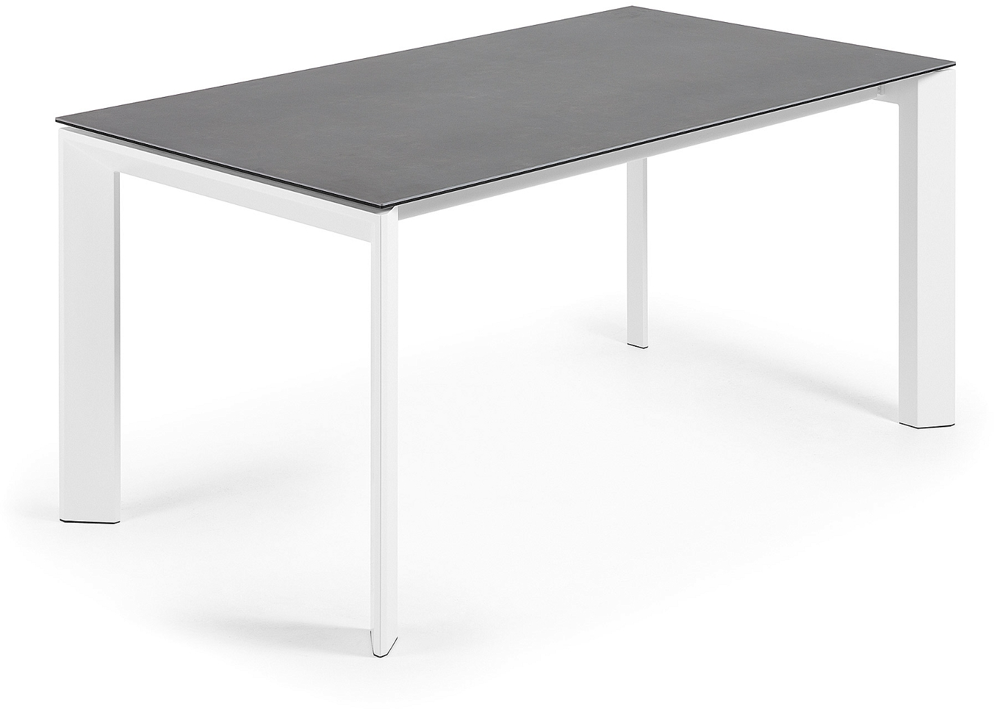 Kave Home Axis Udtræksbord  Porcelæn Glas Top  Mørkegrå Hvid  160 220 Cm