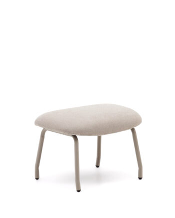 Kave Home Belina Fodstøtte  Rektangulær Beige Chenille Stof Og Stål  58 5x41