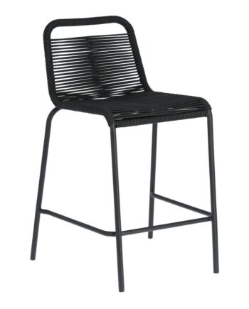 Kave Home Black Glenville Barstol Til Haven     Ryglæn Og Fodstøtte Stål  88cm