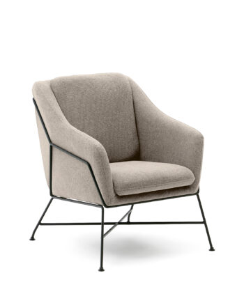 Kave Home Brida Lænestol     Armlæn Beige Stof Og Sort Stål