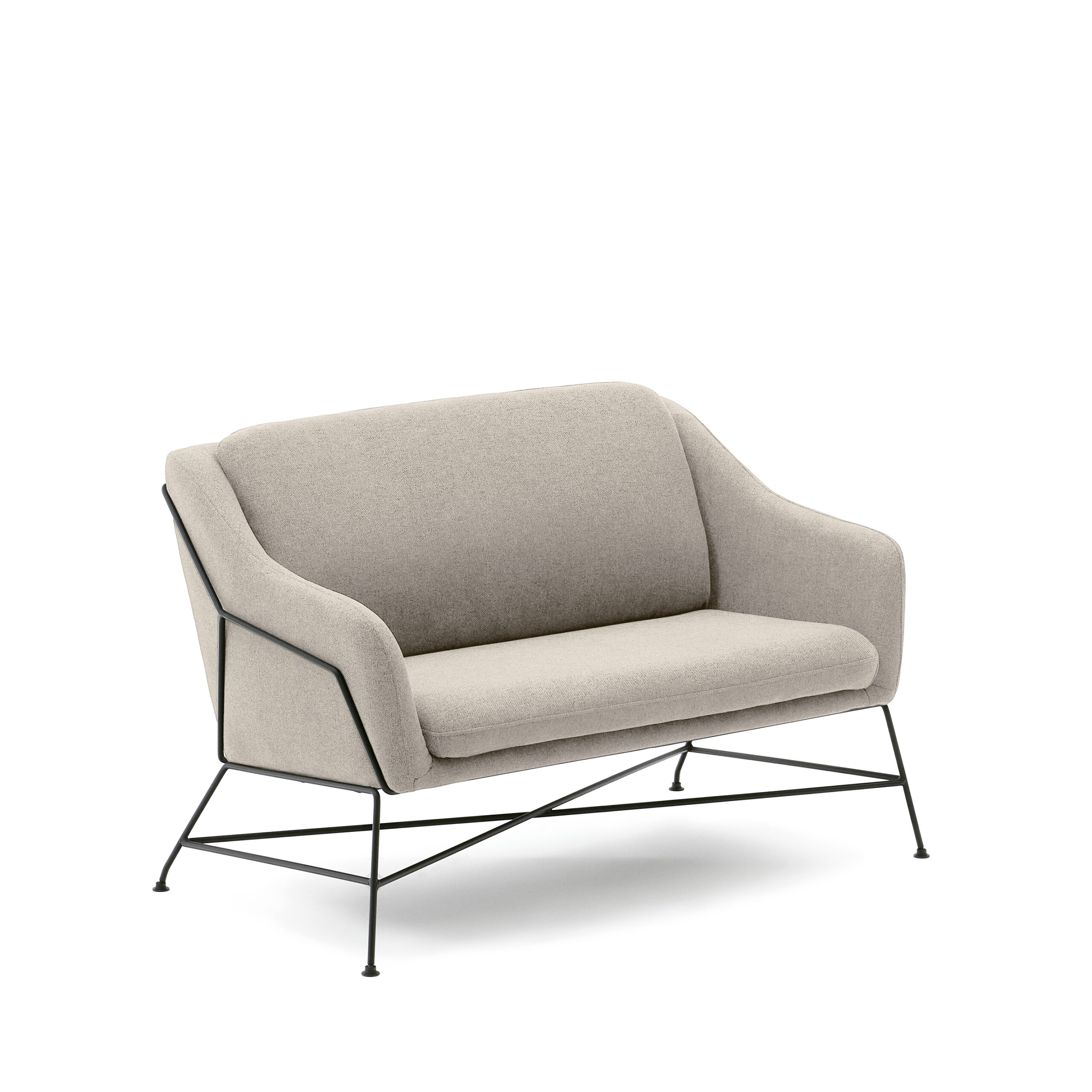 Kave Home Brida Pers Sofa Beige Stof Og Sort Stål