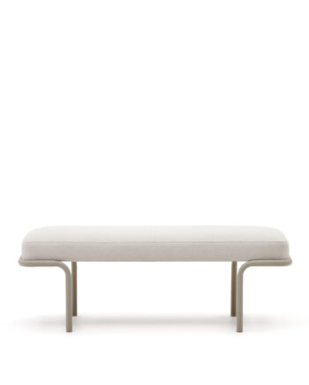 Kave Home Compo Bænk  Rektangulær Beige Chenille Og Grå Metal  130x44