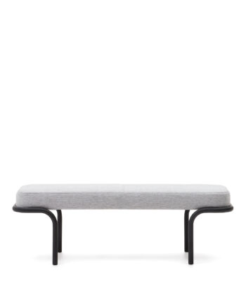 Kave Home Compo Bænk  Rektangulær Grå Stof Og Sort Metal  130x44