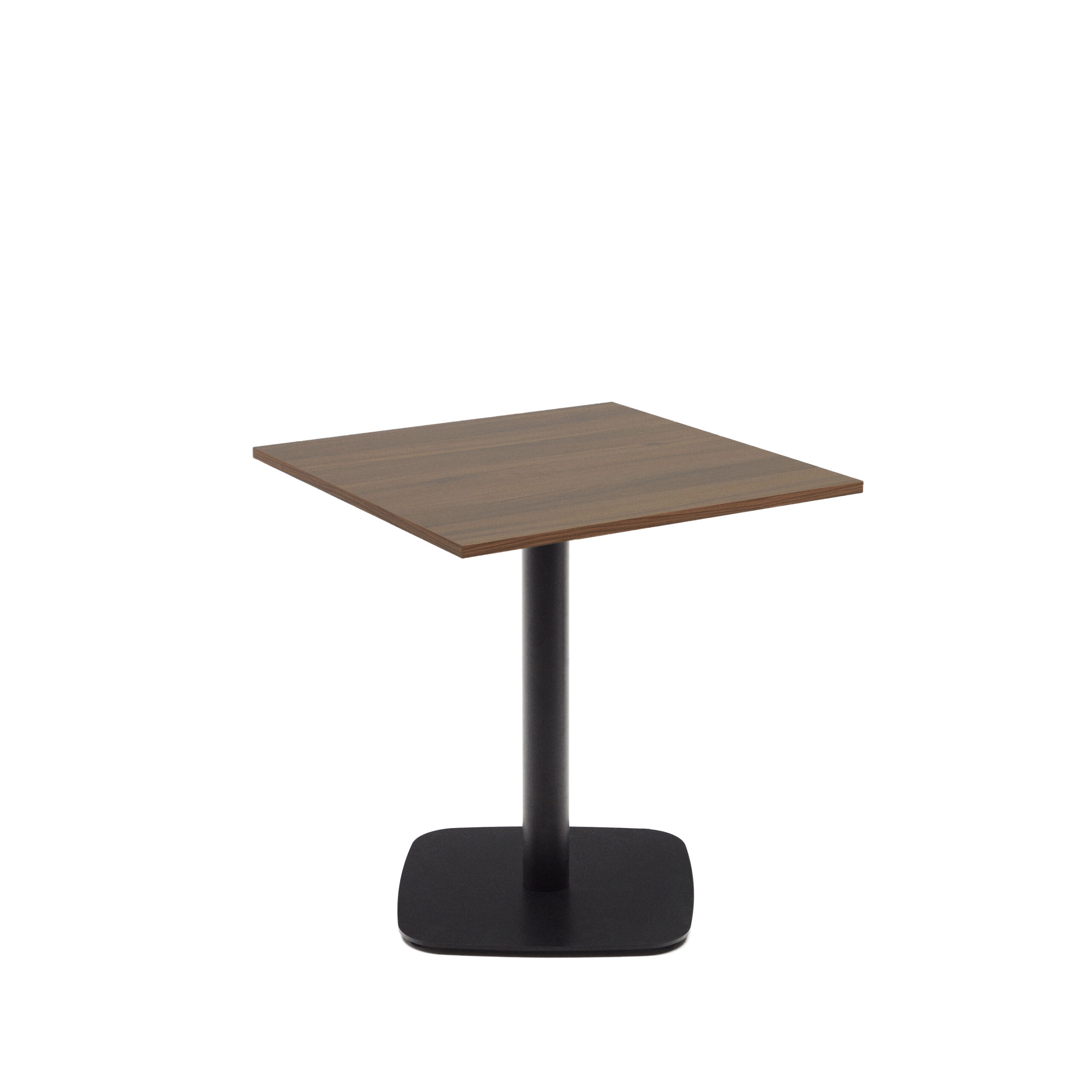 Kave Home Dina Cafébord Kvadratisk Brun Melamin Og Sort Metal 70x70