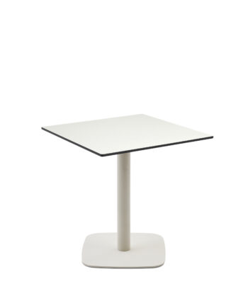 Kave Home Dina Havebord  Kvadratisk Hvid Hpl Og Hvid Metal  68x68x70