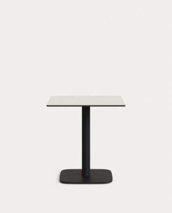 Kave Home Dina Havebord  Kvadratisk Hvid Hpl Og Sort Metal  68x68x70
