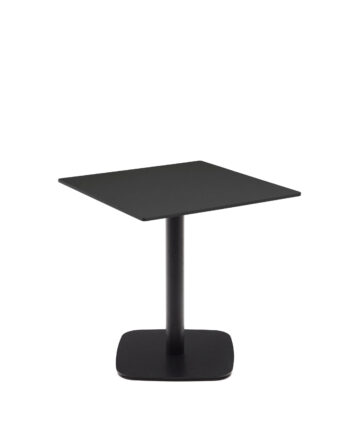 Kave Home Dina Havebord  Kvadratisk Sort Hpl Og Sort Metal  68x68x70