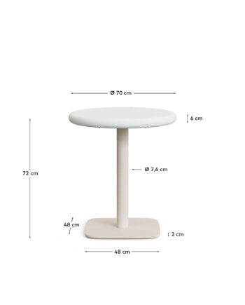 Kave Home Dina Havebord  Rund Hvid Cement Og Hvid Stål  ø70