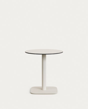 Kave Home Dina Havebord  Rund Hvid Hpl Og Hvid Metal  ø68x70