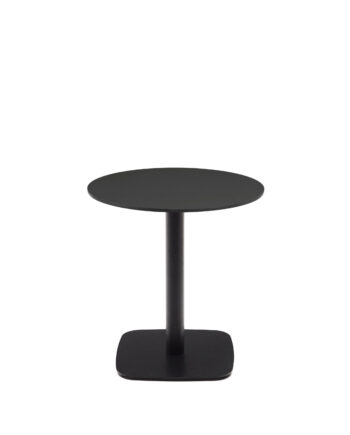 Kave Home Dina Havebord  Rund Sort Hpl Og Sort Metal  ø68x70