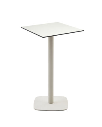 Kave Home Dina Højt Udendørs Barbord  Kvadratisk Hvid Hpl Og Hvid Metal  60x60x96