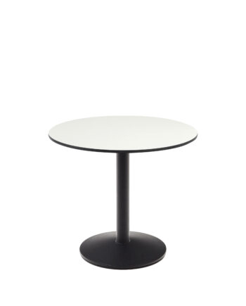 Kave Home Esilda Havebord  Rund Hvid Hpl Og Sort Stål  ø90