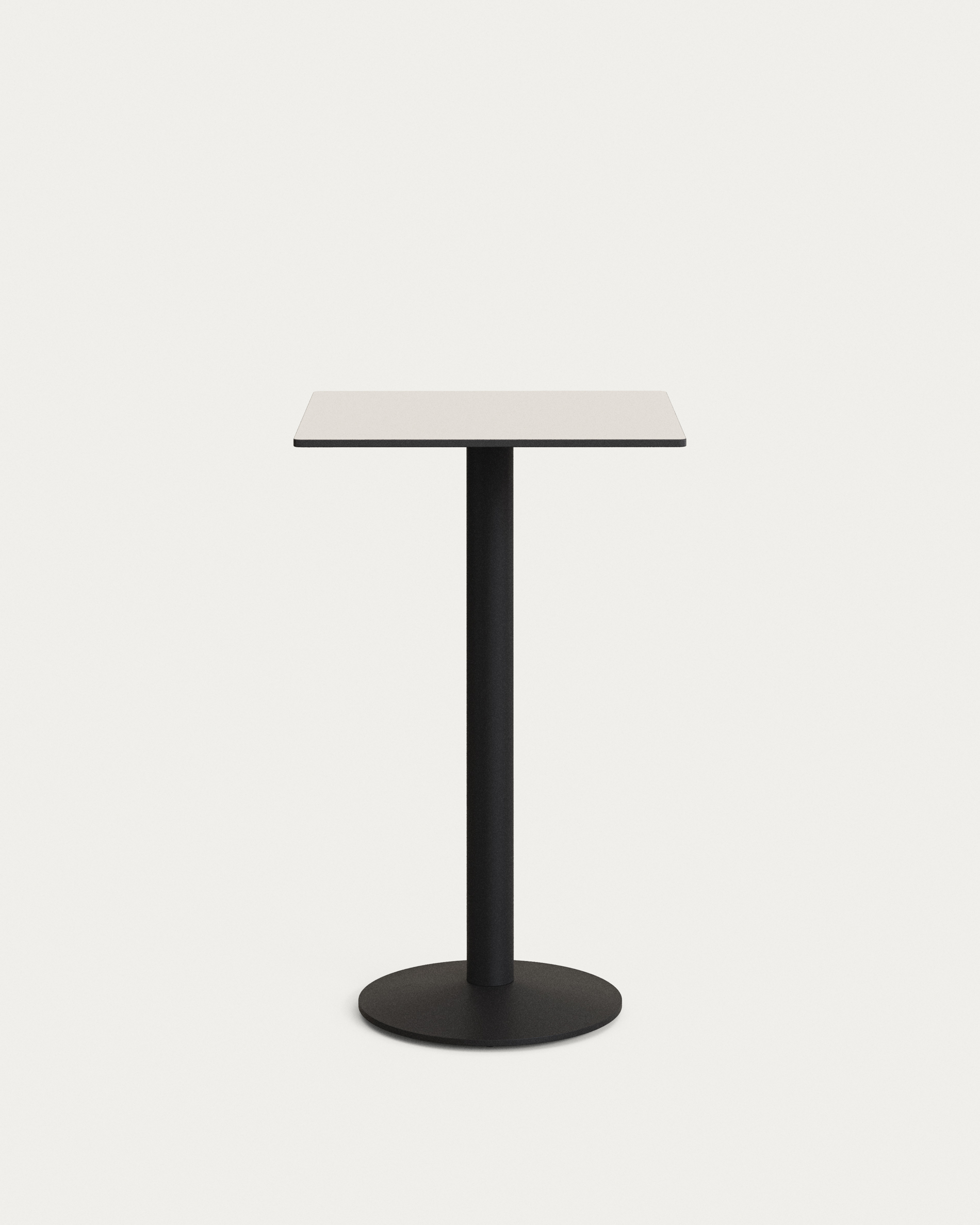 Kave Home Esilda Højt Udendørs Barbord Kvadratisk Hvid Hpl Og Sort Metal 60x60x96