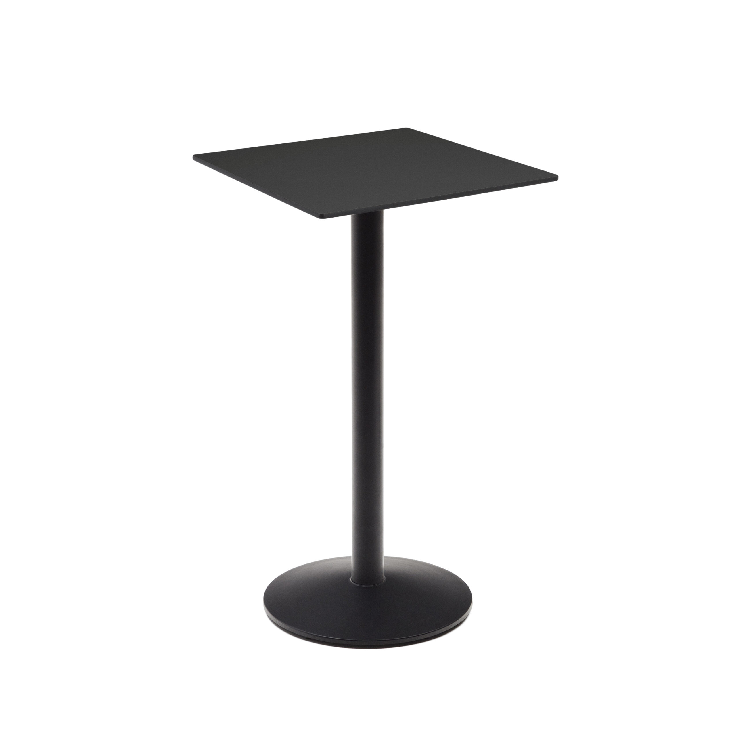 Kave Home Esilda Højt Udendørs Barbord Kvadratisk Sort Hpl Og Sort Metal 60x60x96