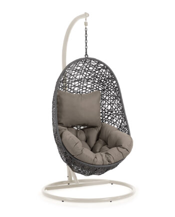 Kave Home Florina Hængestol     Hynder Og Lysegrå Fod Mørkegrå Polyrattan Rattan