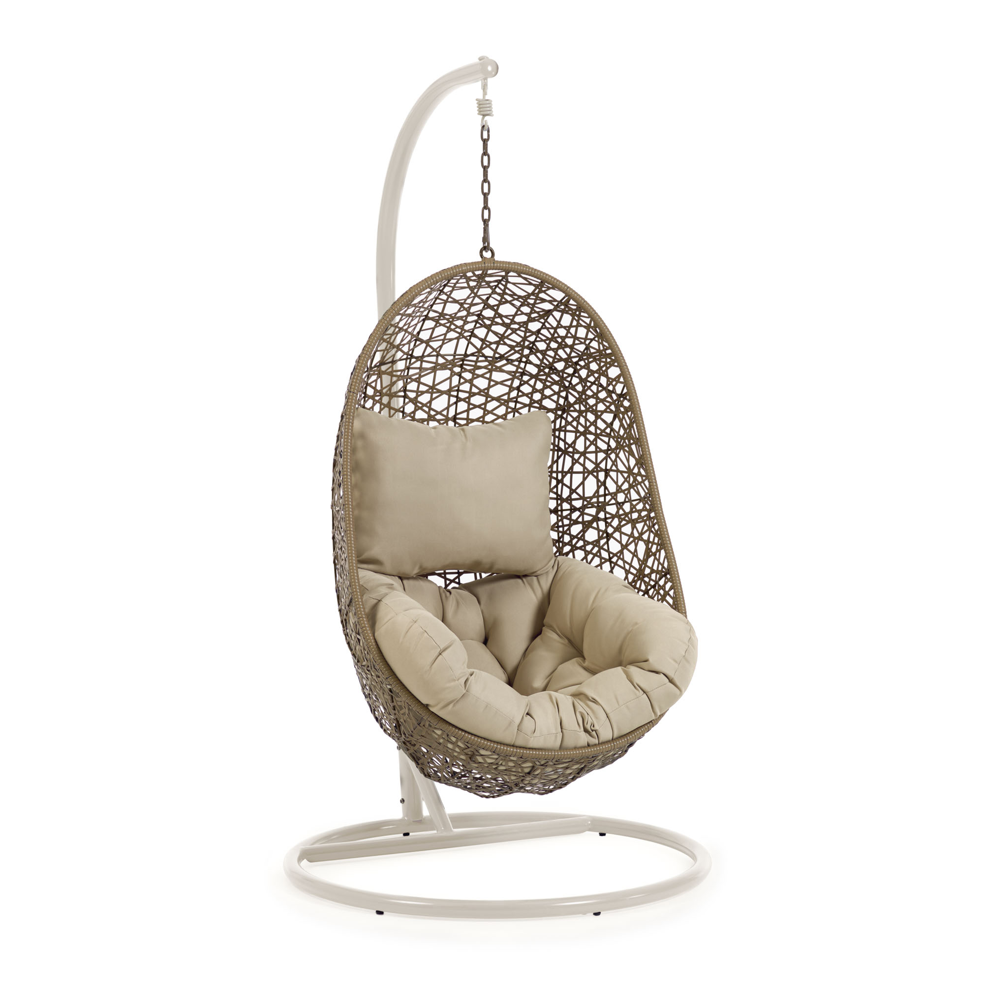 Kave Home Florina Hængestol Hynder Og Lysegrå Fod Natur Polyrattan Rattan