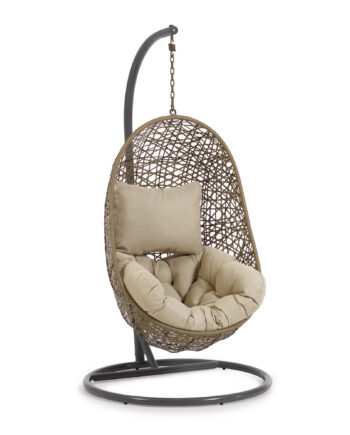 Kave Home Florina Hængestol     Hynder Og Mørkegrå Fod Natur Polyrattan Rattan